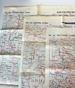 WWII US Army Air Force Silk Pilot Escape Map 1943 1944 Asiatic Series Lot of 3