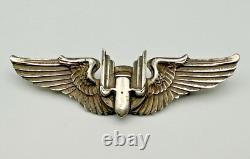 WWII US Army Air Force Sterling Silver Aerial Gunner Wings Full Size 3 3/16