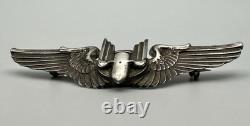 WWII US Army Air Force Sterling Silver Aerial Gunner Wings Full Size 3 3/16