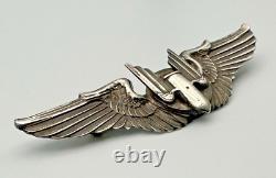WWII US Army Air Force Sterling Silver Aerial Gunner Wings Full Size 3 3/16
