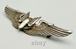 WWII US Army Air Force Sterling Silver Aerial Gunner Wings Full Size 3 3/16
