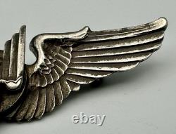 WWII US Army Air Force Sterling Silver Aerial Gunner Wings Full Size 3 3/16