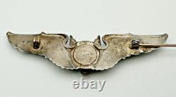 WWII US Army Air Force Sterling Silver Aerial Gunner Wings Full Size 3 3/16