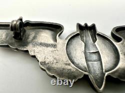WWII US Army Air Force Sterling Silver Full Size 3 Bombardier Wings Pin Back