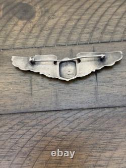 WWII US Army Air Force Sterling Silver Full Size Pilot Wings Pin 3
