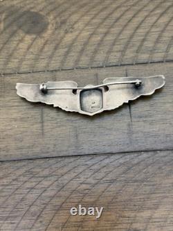 WWII US Army Air Force Sterling Silver Full Size Pilot Wings Pin 3