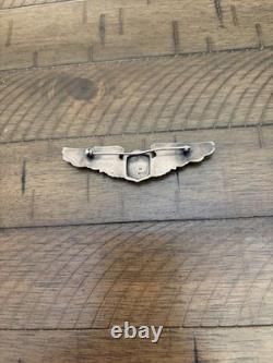 WWII US Army Air Force Sterling Silver Full Size Pilot Wings Pin 3