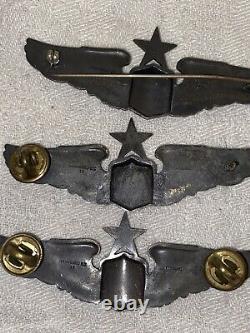 WWII US Army Air Force Sterling Silver Wings Group with Ribbon Bar & Patch