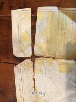 WWII US Army Air Force Tidal Life Raft Survival Map Oil Cloth North Atlantic