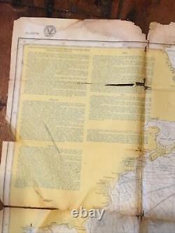 WWII US Army Air Force Tidal Life Raft Survival Map Oil Cloth North Atlantic