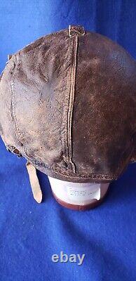 WWII US Army Air Force Type A-11 Leather Flight Helmet Cap Medium 1940's