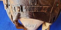 WWII US Army Air Force Type A-11 Leather Flight Helmet Cap Medium 1940's