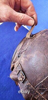 WWII US Army Air Force Type A-11 Leather Flight Helmet Cap Medium 1940's