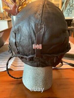 WWII US Army Air Force Type A-11 Leather Flying Helmet Wired withGoggles & O2 Mask