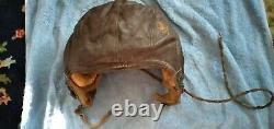 WWII US Army Air Force Type A-11 Leather Flying Helmet w O2 mask Size medium
