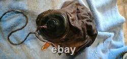 WWII US Army Air Force Type A-11 Leather Flying Helmet w O2 mask Size medium