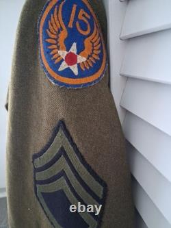 WWII US Army Air Forces 15th AF Staff Sergeant Uniform Coat 1942 Overseas Bars