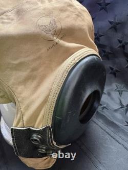 WWII US Army Air Forces AN-H-15 Flight Helmet Named Bates Shoe Co Large