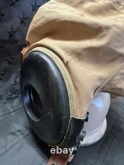 WWII US Army Air Forces AN-H-15 Flight Helmet Named Bates Shoe Co Large