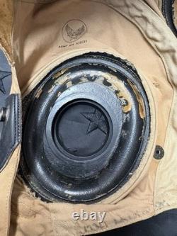 WWII US Army Air Forces AN-H-15 Flight Helmet Named Bates Shoe Co Large
