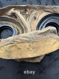 WWII US Army Air Forces AN-H-15 Flight Helmet Named Bates Shoe Co Large