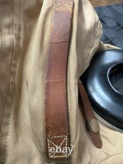 WWII US Army Air Forces AN-H-15 Flight Helmet Named Bates Shoe Co Large