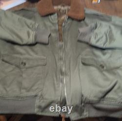 WWII US Army Air Forces B-10 Reproduction Flight Jacket XXL Green Brown Collar
