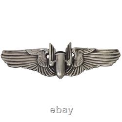 WWII US Army Air Forces Bombardier Wings Sterling Silver 3 Pilot Flight Badge