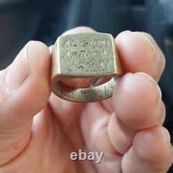WWII US Army Air Forces Engraved Ring ALGIERS AFRICA 1943 Original