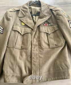 WWII US Army Air Forces Ike Jacket 15th AF Patch Sgt Ruptured Duck 38R Original