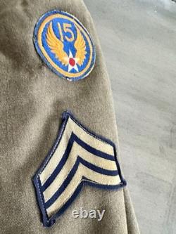 WWII US Army Air Forces Ike Jacket 15th AF Patch Sgt Ruptured Duck 38R Original