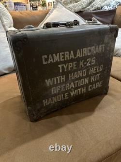 WWII US Army Air Forces K25 Aircraft Camera Body Kit- Lens Missing- Chord Frayed