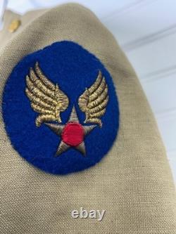 WWII US Army Air Forces Officers Khaki Dress Jacket Bullion Patch