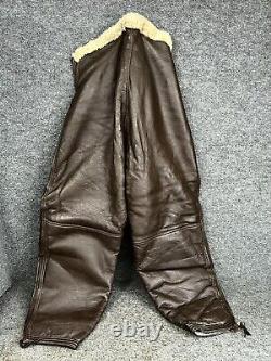 WWII US Army Air Forces Sz 38 Bomber Leather & Shearling Flying Pants ANT35 EUC