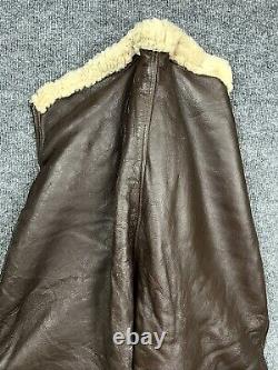 WWII US Army Air Forces Sz 38 Bomber Leather & Shearling Flying Pants ANT35 EUC