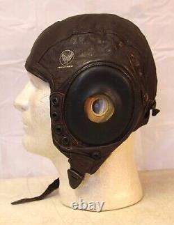WWII US Army Air Forces leather pilot flight helmet Great condition