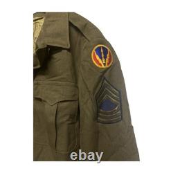 WWII US Army M1944 Ike Jacket Wool OD Field Coat Staff Sergeant 42 R Air Defense