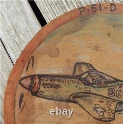 WWII US Military 8th Army Air Force Leather Patch Art, Bomber P-51-D Mustang D