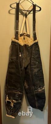 WWII US Military Army Air Force Leather Type A5 Sheepskin Flight Trousers 40R