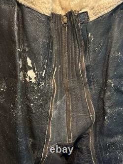 WWII US Military Army Air Force Leather Type A5 Sheepskin Flight Trousers 40R