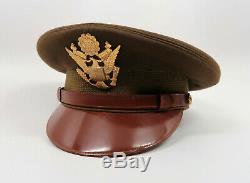WWII US Officer dress visor cap Army Air Corp force military Bancroft fur felt