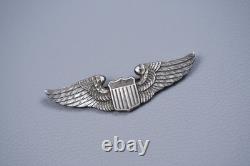 WWII U. S. ARMY AIR CORPS PILOT'S WING BY LUXENBERG, 1st TYPE PINBACK, STERLING
