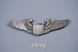 WWII U. S. ARMY AIR CORPS PILOT'S WING BY LUXENBERG, 1st TYPE PINBACK, STERLING