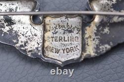 WWII U. S. ARMY AIR CORPS PILOT'S WING BY LUXENBERG, 1st TYPE PINBACK, STERLING
