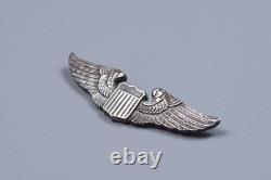 WWII U. S. ARMY AIR CORPS PILOT'S WING BY LUXENBERG, 1st TYPE PINBACK, STERLING