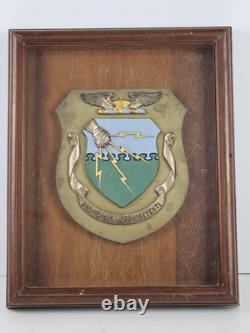 WWII U. S. Army Air Corps Tactical School Framed Heavy Brass Wall Crest Sheild