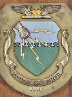 WWII U. S. Army Air Corps Tactical School Framed Heavy Brass Wall Crest Sheild