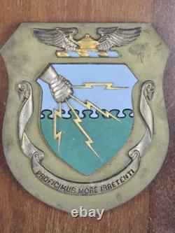 WWII U. S. Army Air Corps Tactical School Framed Heavy Brass Wall Crest Sheild