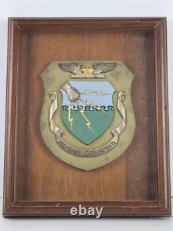 WWII U. S. Army Air Corps Tactical School Framed Heavy Brass Wall Crest Sheild