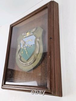 WWII U. S. Army Air Corps Tactical School Framed Heavy Brass Wall Crest Sheild